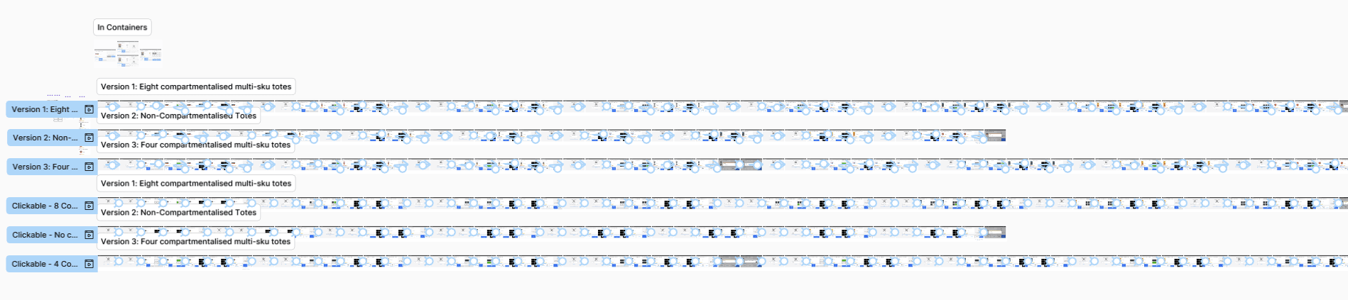 Further prototype screens covering the consolidated receiving flow.