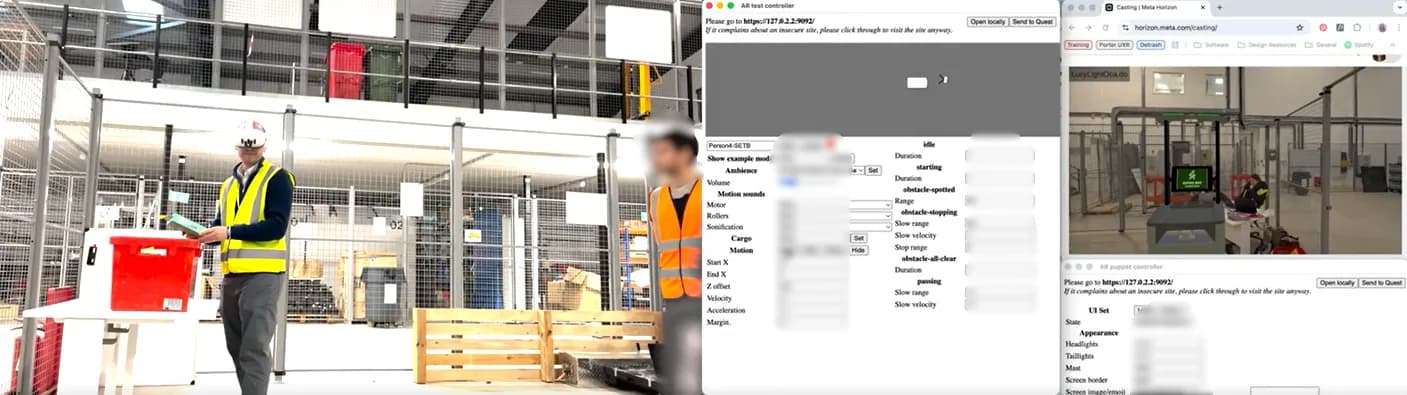 Participant working alongside the virtual Porter during AR testing.