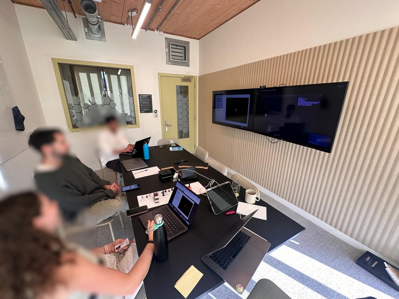 Office testing session with the mock lighting application and 3D-printed Porter models.