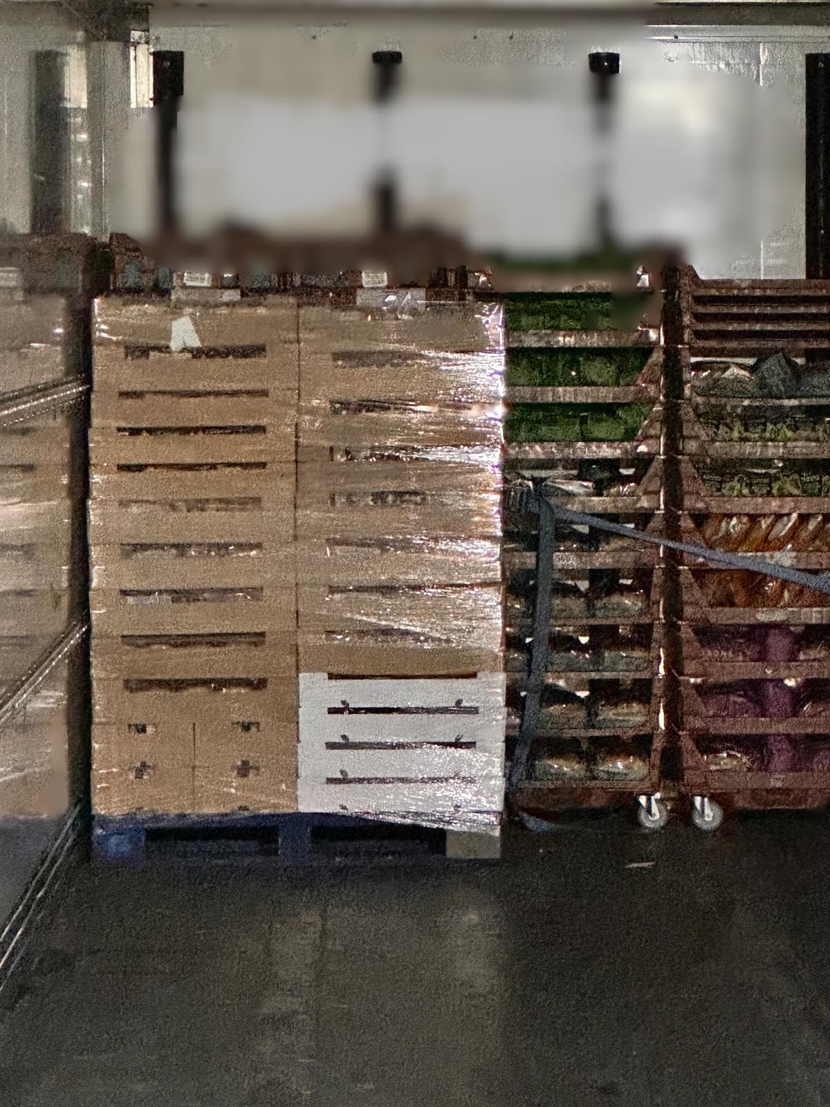 Pallet handling during the live site trial, showing orientation and loading constraints.