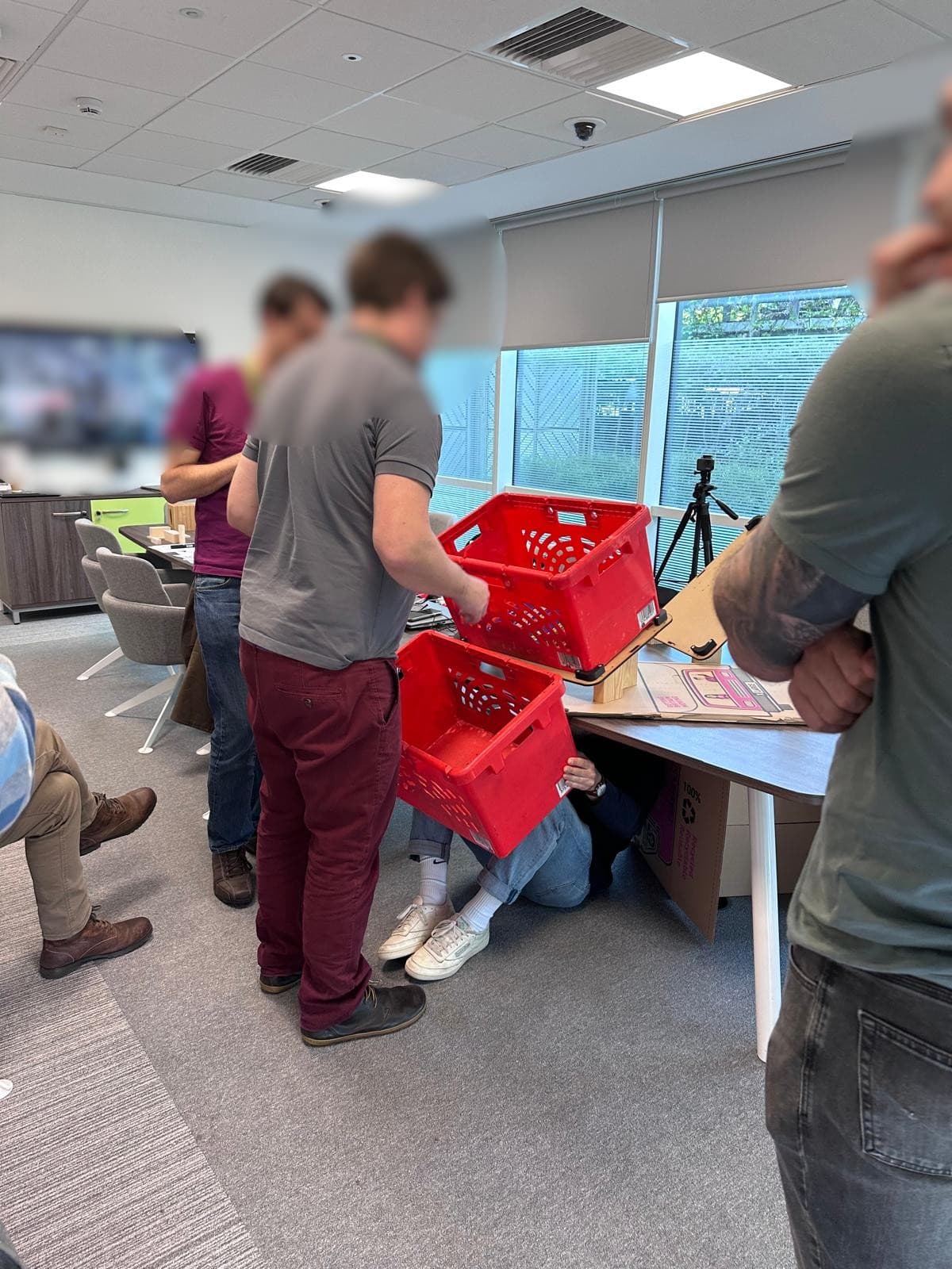 Life-size station prototype built from real warehouse equipment.